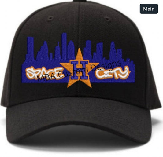 Custom space city embroidered hat