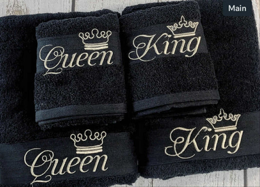 Kings and queen embroidered towel set